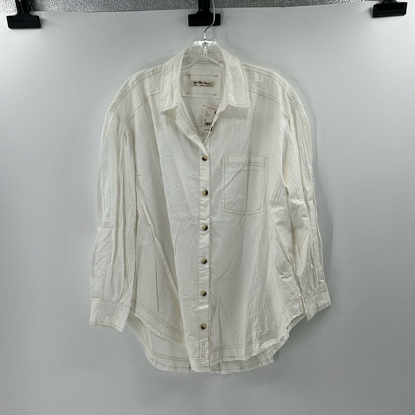 We The Free Women's Happy Hour Solid Button Up Shirt - White - S - Nwt